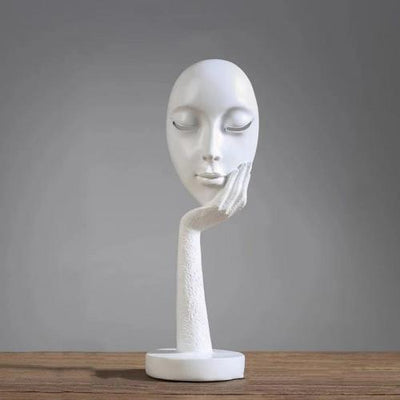 Nordic Abstract Art Thinker Thinking Lady Mask Figurine Resin Statue Office TV Cabinet Home Decoration Crafts