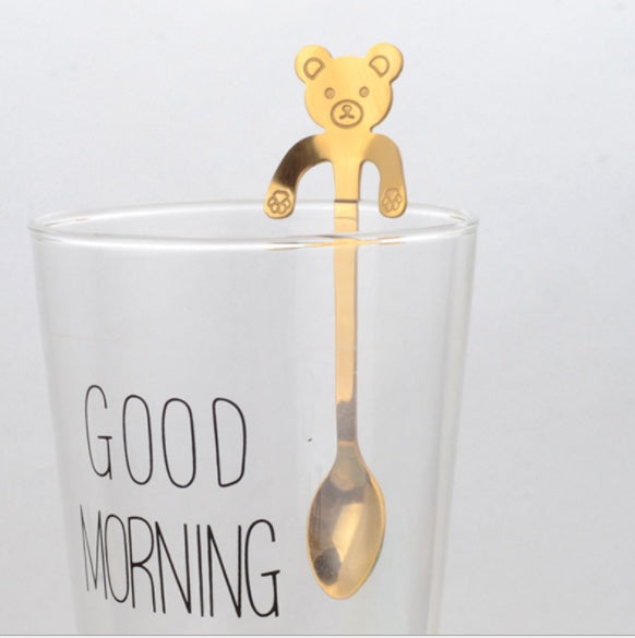 Coffee spoon, 304 creative stainless spoon, dessert spoon, cute cartoon handle, hanging feces coffee spoon