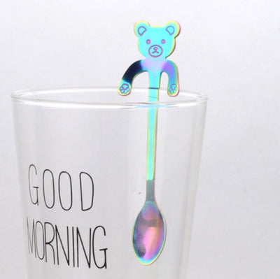 Coffee spoon, 304 creative stainless spoon, dessert spoon, cute cartoon handle, hanging feces coffee spoon