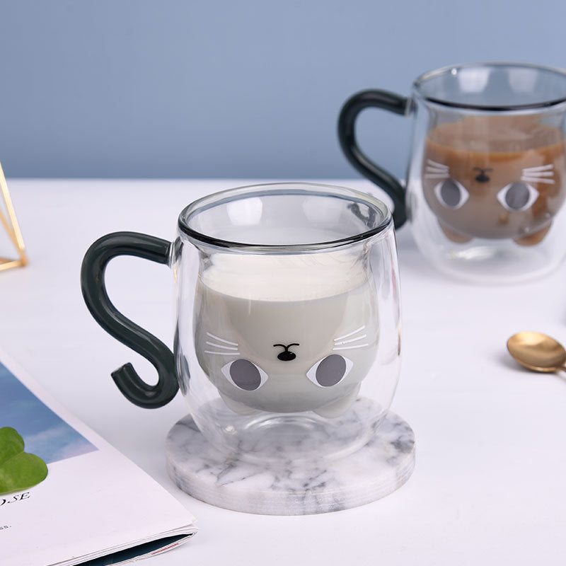 Creative Cat Cup Cartoon Water Cup  Cat Cute Creative Coffee Cup Casual Cup Couple Glass Cat Paw Cup