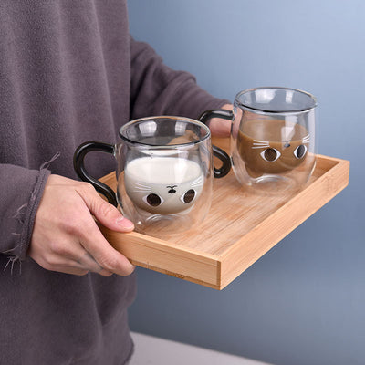 Creative Cat Cup Cartoon Water Cup  Cat Cute Creative Coffee Cup Casual Cup Couple Glass Cat Paw Cup