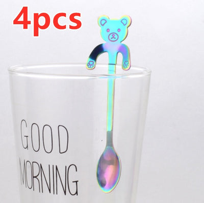 Coffee spoon, 304 creative stainless spoon, dessert spoon, cute cartoon handle, hanging feces coffee spoon