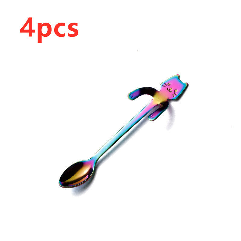 Coffee spoon, 304 creative stainless spoon, dessert spoon, cute cartoon handle, hanging feces coffee spoon