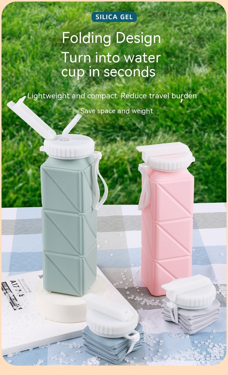 Foldable Water Bottle Sports Cup Portable Silicone Folding Cups Food Grade Cup Retractable Outdoor Travel Running Riding Camping