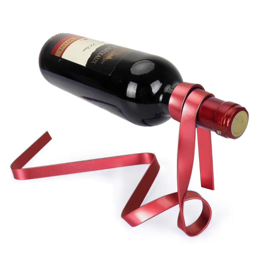 Magic Floating Colored Ribbon Wine Bottle Holder - Rack Stand Bracket Art Wine rack Bar tool