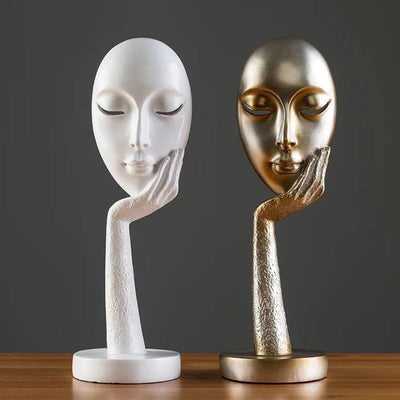 Nordic Abstract Art Thinker Thinking Lady Mask Figurine Resin Statue Office TV Cabinet Home Decoration Crafts