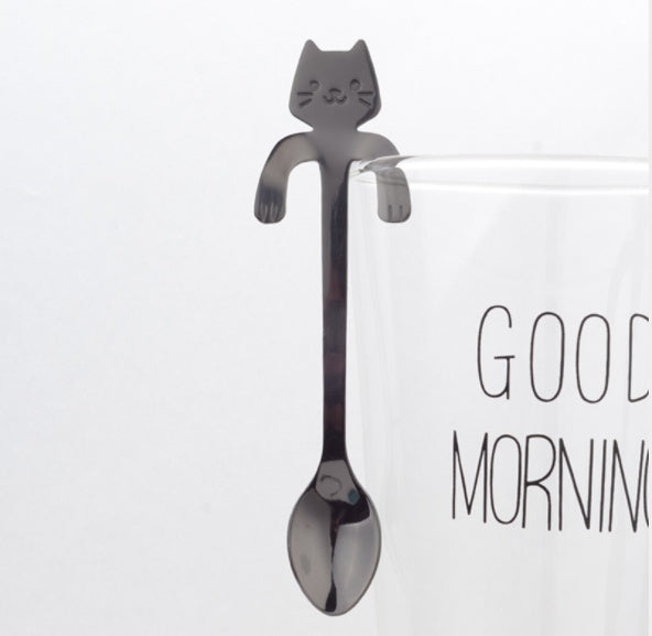 Coffee spoon, 304 creative stainless spoon, dessert spoon, cute cartoon handle, hanging feces coffee spoon