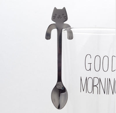 Coffee spoon, 304 creative stainless spoon, dessert spoon, cute cartoon handle, hanging feces coffee spoon