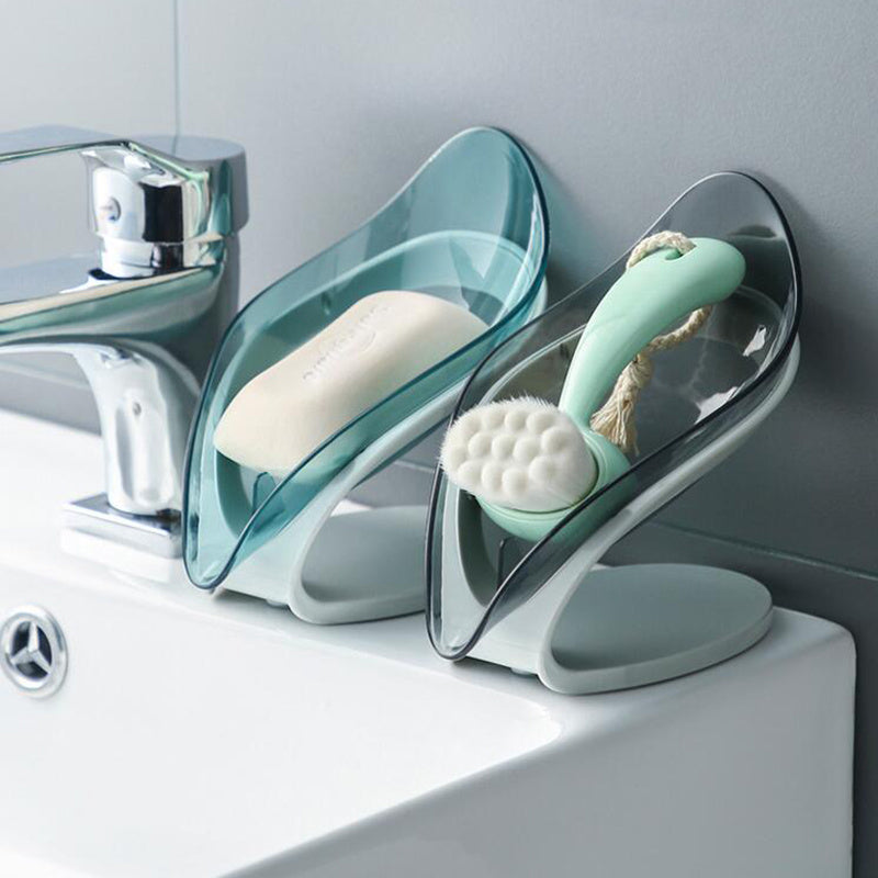 Bathroom Soap Holder Leaf Shape Soap Box Kitchen Dish Storage Box Non-slip Drain Soap Storage Case Container Bathroom Accessories