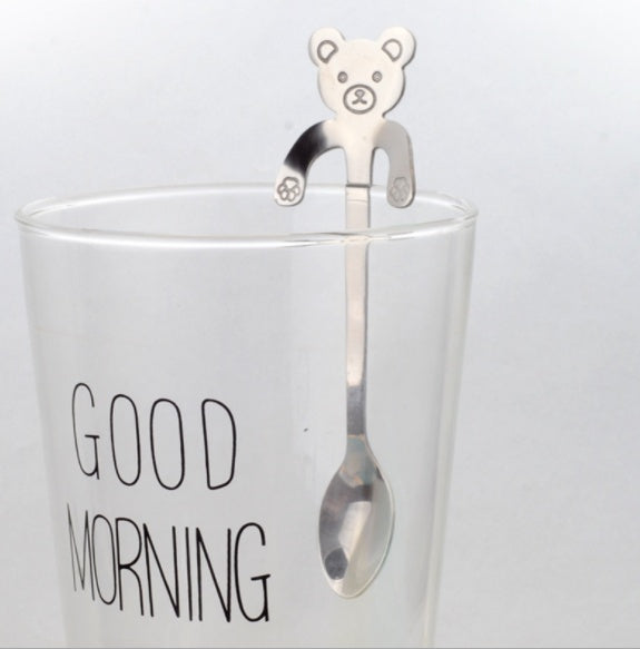 Coffee spoon, 304 creative stainless spoon, dessert spoon, cute cartoon handle, hanging feces coffee spoon