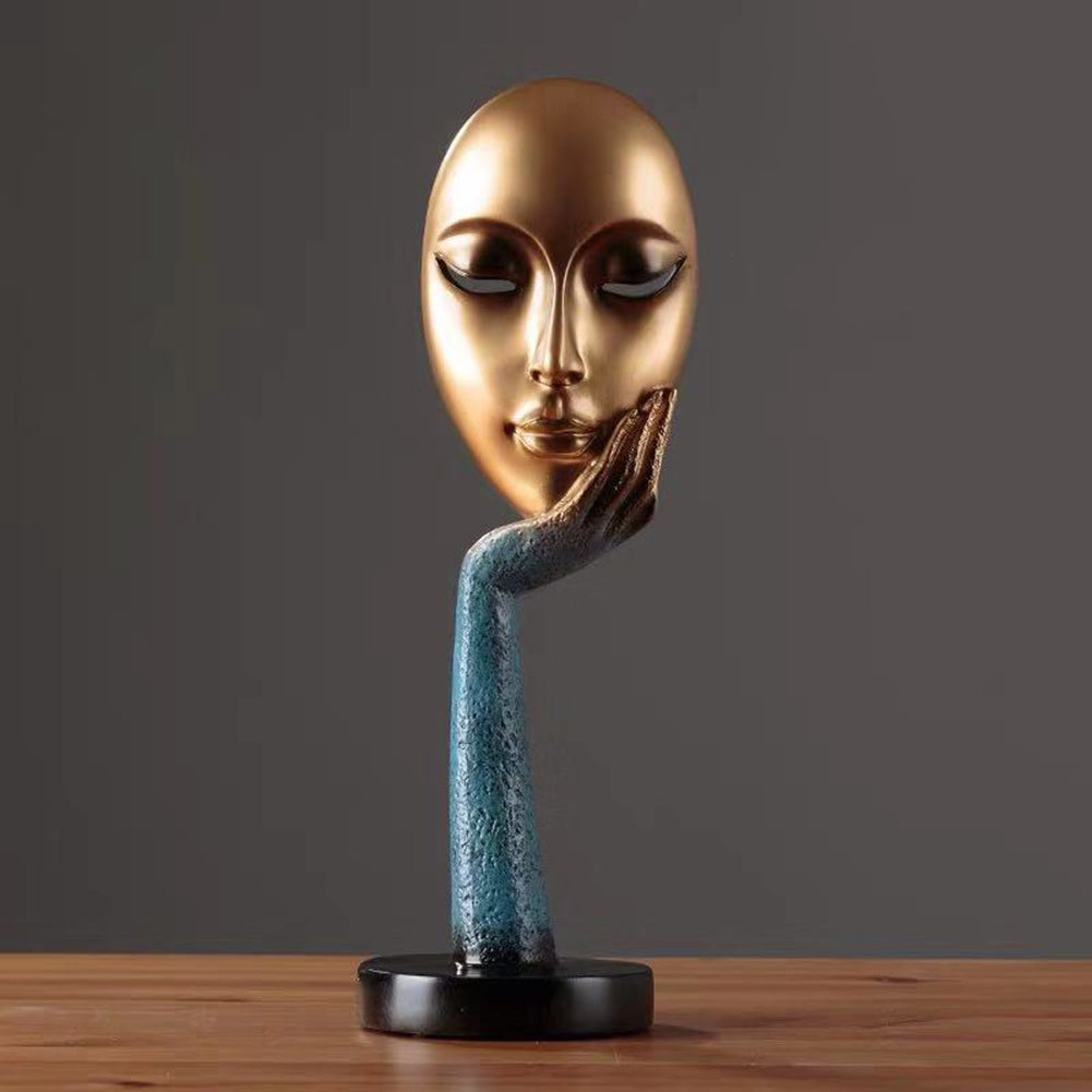 Nordic Abstract Art Thinker Thinking Lady Mask Figurine Resin Statue Office TV Cabinet Home Decoration Crafts