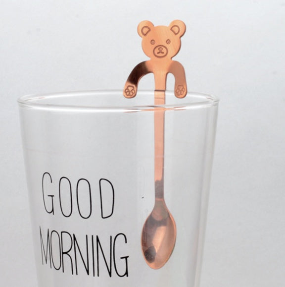 Coffee spoon, 304 creative stainless spoon, dessert spoon, cute cartoon handle, hanging feces coffee spoon