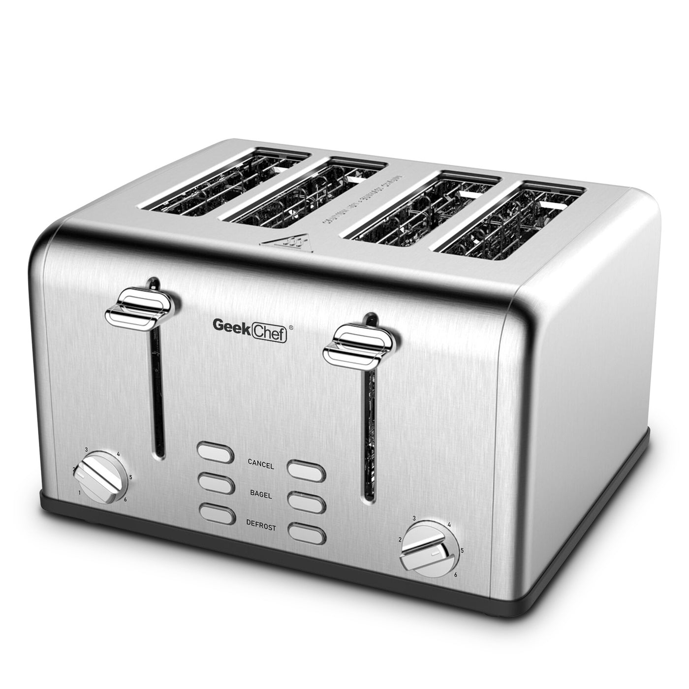 Prohibit Shelves Toaster 4 Slice, Geek Chef Stainless Steel Extra-Wide Slot Toaster With Dual Control Panels Of Bagel, Defrost, Cancel Function