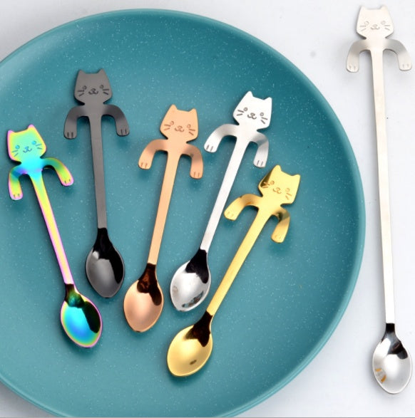 Coffee spoon, 304 creative stainless spoon, dessert spoon, cute cartoon handle, hanging feces coffee spoon