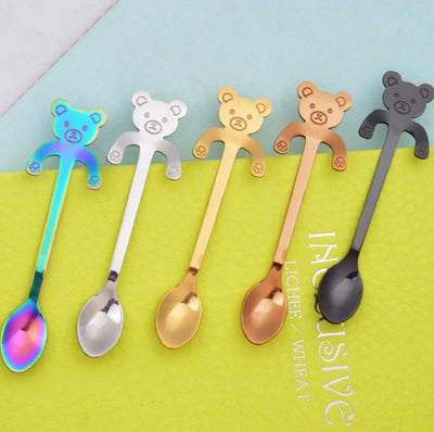 Coffee spoon, 304 creative stainless spoon, dessert spoon, cute cartoon handle, hanging feces coffee spoon