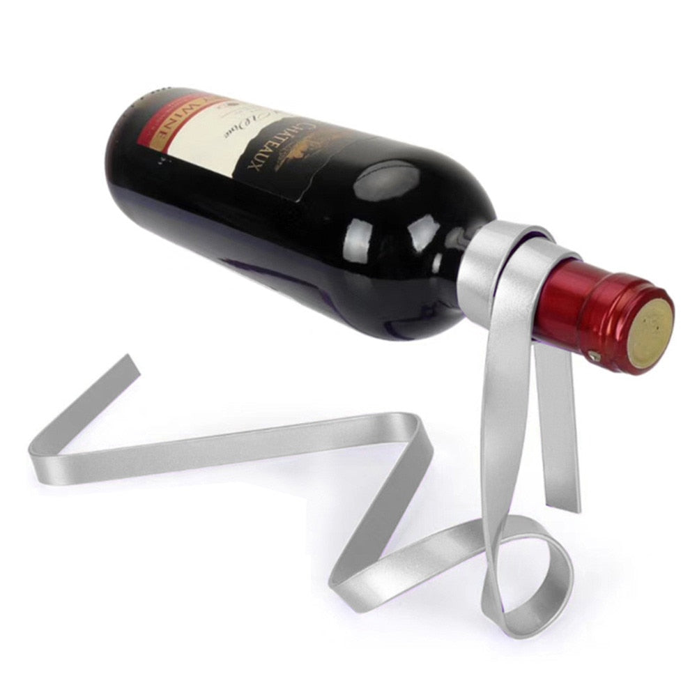 Magic Floating Colored Ribbon Wine Bottle Holder - Rack Stand Bracket Art Wine rack Bar tool