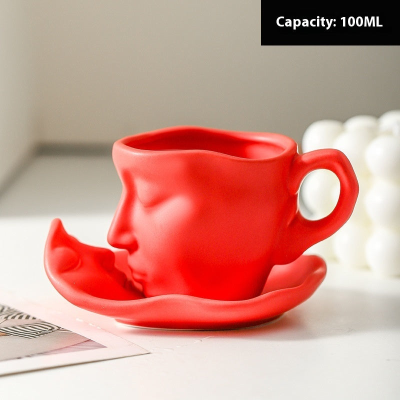 100ml Small Size Creative Person Face Kiss Ceramic Cup Dish