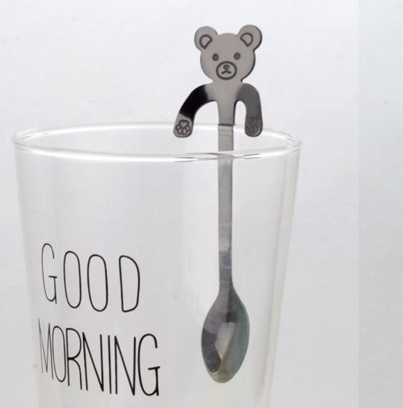 Coffee spoon, 304 creative stainless spoon, dessert spoon, cute cartoon handle, hanging feces coffee spoon