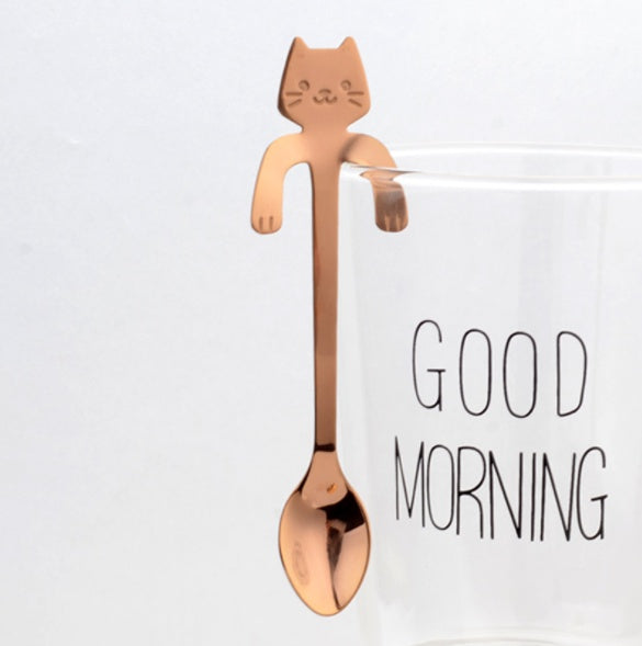 Coffee spoon, 304 creative stainless spoon, dessert spoon, cute cartoon handle, hanging feces coffee spoon