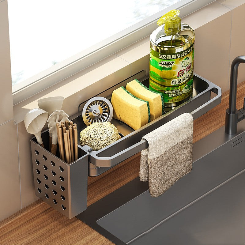 Rag Drain Rack Kitchen Sink Storage Shelf