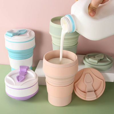 Kitchen Gadgets Folding Cup Collapsible Mug With Cover Coffee Travel Outdoors Portable Water Drinking Tea Cups