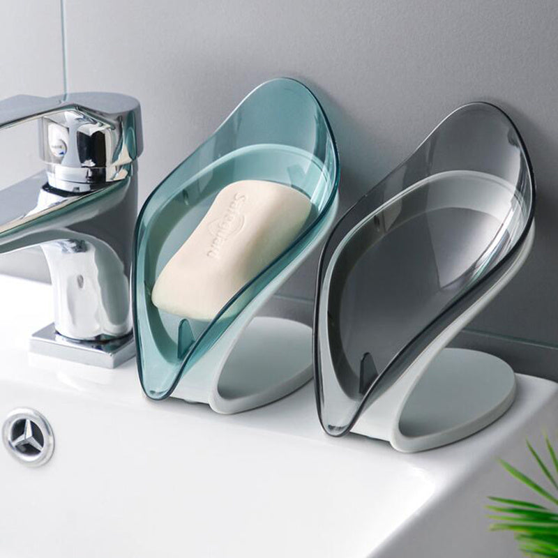 Bathroom Soap Holder Leaf Shape Soap Box Kitchen Dish Storage Box Non-slip Drain Soap Storage Case Container Bathroom Accessories