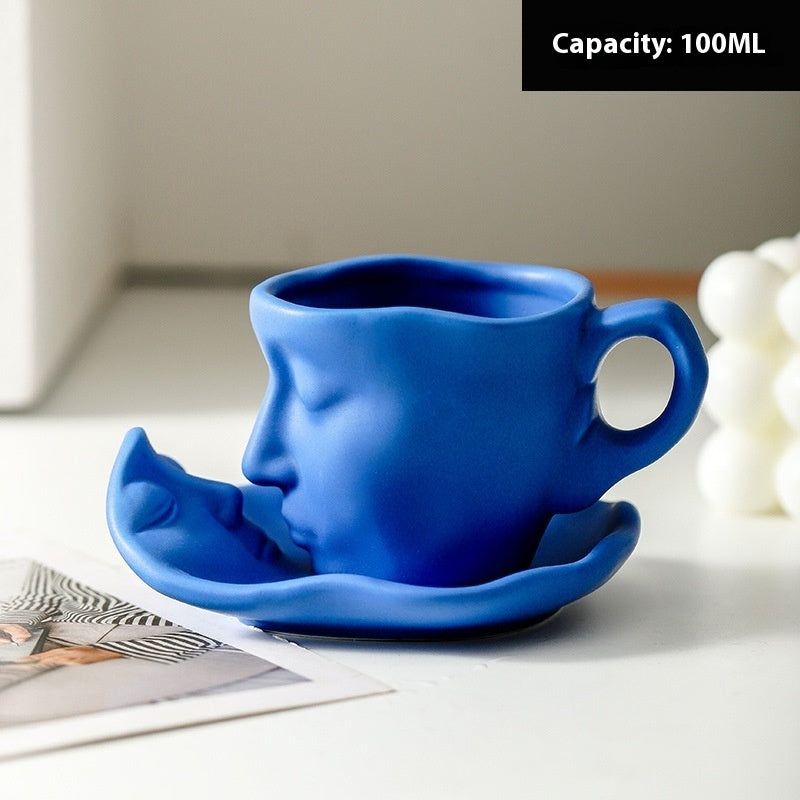 100ml Small Size Creative Person Face Kiss Ceramic Cup Dish