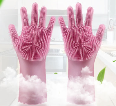 Silicone Heat-resistant Cleaning Brush Scrubbing Gloves