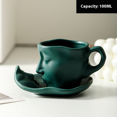 100ml Small Size Creative Person Face Kiss Ceramic Cup Dish