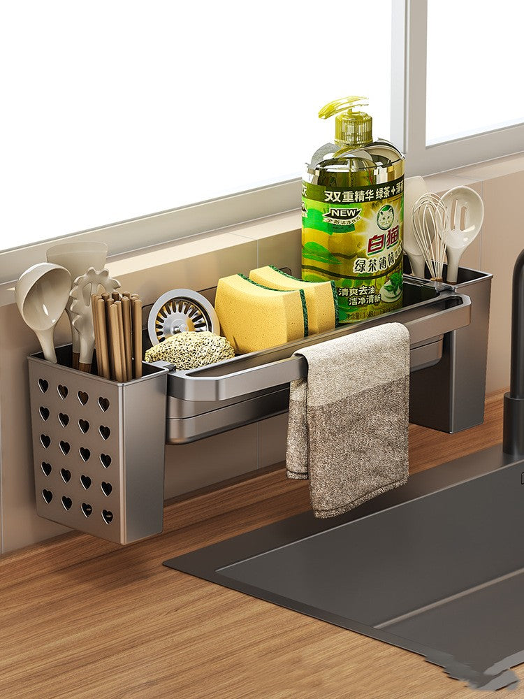 Rag Drain Rack Kitchen Sink Storage Shelf