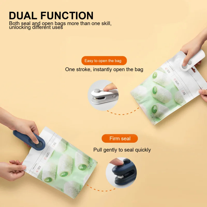 Chip Bag Sea Vacuum Sealing Machine Handheld Heat Vacum Sealer Portable Heat Sealer USB Rechargeable For Food Storage Clip Bag Kitchen Gadgets