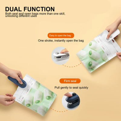 Chip Bag Sea Vacuum Sealing Machine Handheld Heat Vacum Sealer Portable Heat Sealer USB Rechargeable For Food Storage Clip Bag Kitchen Gadgets