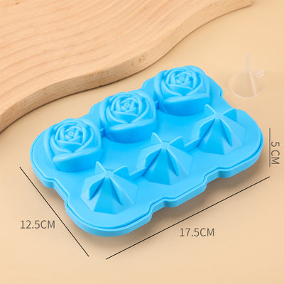 6-piece Diamond Rose Ice Tray Edible Silicon Ice Cube Mold